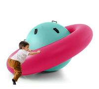 SOARS Bascule Gonflable Enfant 223 X 123 CM, Dôme d'escalade (Vert+Rose) | Jeu Gonflable avec 6 Poignées, Charge Maximale 113 kg, Jusqu'à 3 Enfants, Intérieur & Extérieur, pour Enfants 5 Ans +