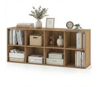 SOARS Bibliotheque 8 Cubes, Etagere de Rangement sur Pied 121,5 X 29 X 61 CM, Dispositif Anti-Basculement, Patins Antidérapants, Meuble de Rangement Bois pour Salon, Bureau, Chambre, Charge 180 KG