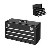 SOARS Boîte à Outils en Métal avec 3 Tiroirs et Doublure EVA | Coffret de Rangement Supérieur avec 2 Fermetures Métalliques et Poignée de Transport pour Famille, Atelier, 52 X 21 X 30 CM