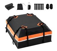 SOARS Coffre de Toit Voiture, Sac de Toit Souple Étanche (Noir+Orange,450L) | Tapis Antidérapant, Serrure pour Bagages, Sangles de Fixation, pour Véhicules avec ou sans Galerie