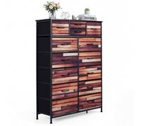 SOARS Commode Industrielle avec 11/14 Tiroirs Pliants, Buffet pour Salon, Meuble de Rangement en Bois et Métal, Commode Multifonctionnelle pour Chambre à Coucher, Entrée (85 x 30 x 120 cm)