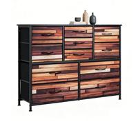 SOARS Commode Industrielle avec 11/14 Tiroirs Pliants, Buffet pour Salon, Meuble de Rangement en Bois et Métal, Commode Multifonctionnelle pour Chambre à Coucher, Entrée (100 x 30 x 82 cm)