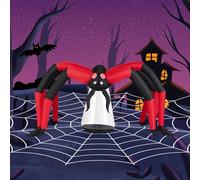 SOARS Decoration Halloween, Araignée Halloween Gonflable 313 X 130 X 150 CM, 2 Lumières Rouge & 1 LED Intégrées, Souffleur Inclus, Deco Exterieur & Interieur pour Jardin, Cour, Maison