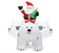 SOARS Decoration Noel, Père Noël Gonflable sur Ours Polaire, avec Tête Branlante, Lumière LED Intégrée, Deco Noel Exterieur & Interieur 200 X 87,5 X 175 CM, pour Jardin, Cour, Pelouse, Salon