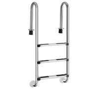 SOARS Échelle Piscine Hors Sol 55 X 25 X 132,5 CM, 3 Marches, Charge 150 KG | Escalier Piscine en Acier Inoxydable, pour Piscine, Bateau, Yacht, Pont, Ponton, Argenté