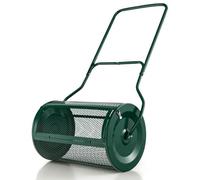 SOARS Épandeur Gazon 80 L, 39 X 60,5 CM, Rouleau Gazon en Métal avec Poignée en U, Panier en Maille, Fermetures Latérales, Matériau Robuste, pour Pelouse, Jardin, Cour (Vert-39 x 68cm)