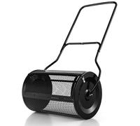 SOARS Épandeur Gazon 80 L, 39 X 60,5 CM, Rouleau Gazon en Métal avec Poignée en U, Panier en Maille, Fermetures Latérales, Matériau Robuste, pour Pelouse, Jardin, Cour (Noir-39 x 68cm)
