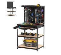 SOARS Établi Atelier Garage, 2 Panneaux Perforés (Noir,81 X 41 X 156CM)