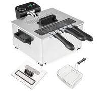 SOARS Friteuse Electrique à Huile 5L, 2000W, 3 Paniers, Acier Inoxydable, Température Réglable, Couvercle avec Filtre et Vitre, Facile à Nettoyer, pour Maison, Petit Restaurant
