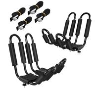 SOARS Galerie de Toit Universelle pour Kayak 4 Pièces 36 X 20 X 15 CM, Porte Bagage Voiture Sûr et Stable en Forme de J, Rembourrage en Mousse, 4 Sangles, Charge 75 KG, pour Kayak, Ski, Valise, Noir