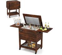 SOARS Glacière à Roulette 51 L, Bar Extérieur Mobile 128 X 42,5 X 74 CM, Temps de Maintien 2-4H, 2 Étagères Latérales Dépliables, 4 Roues Universelles, pour Jardin, Terrasse, Piscine, Bistrot