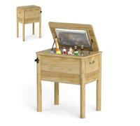 SOARS Glacière à Roulette 51 L, Bar Extérieur Mobile 67 X 47 X 74 CM, Temps de Maintien 2-4H, Matériau en Bois de Pin Solide, pour Jardin, Terrasse, Piscine, Bistrot, Naturel