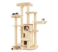 SOARS Grand arbre à chat de 173 cm avec grande surface de couchage, tronc de 11 cm d'épaisseur, grottes, hamac, plate-forme en peluche, balles suspendues, arbre à chat à plusieurs étages, arbre