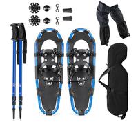 SOARS Kit de Raquette à Neige 4 en 1, Raquettes en Aluminium avec Bâton de Marche Téléscopique, Sac de Rangement, Guêtres Imperméable, pour Femmes, Hommes, Enfants (30″,Bleu)