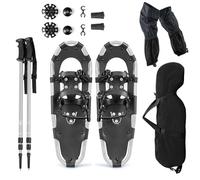 SOARS Kit de Raquette à Neige 4 en 1, Raquettes en Aluminium avec Bâton de Marche Téléscopique, Sac de Rangement, Guêtres Imperméable, pour Femmes, Hommes, Enfants (30″,Argenté)