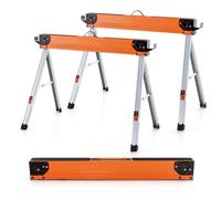 SOARS Lot de 2 tréteaux de travail pliants Charge maximale 1000 kg | Troncs de scie avec surface de travail antidérapante, supports rabattables et poignée de transport, tréteau d'échafaudage