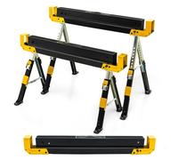 SOARS Lot de 2 Tréteaux, Tréteau Pliable Métallique, Max 1180 KG (Jaune) | Hauteur Réglable, Surface de Travail Antidérapante, Supports Dépliables & Poignée de Transport