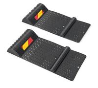 SOARS Lot de Tapis de Stationnement 2 Pièces, Charge 3500 KG, Stop Parking Antidérapant avec Bande d'Avertissement, 4 Vis d'ancrage, Protection Anti-Collision, pour Voiture, Caravane, Noir