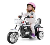 SOARS Moto Électrique Enfants 6V à 3 Roues avec Phare LED et Sons, Voiture Électrique 91 x 48 x 64 cm, Conduite Réaliste avec Accélérateur à Pédale, 3 km/h, Charge 30 kg, 3 Ans+ (Blanc-Policier)