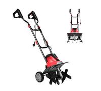 SOARS Motobineuse Electrique Pliable 1200W, Largeur de Travail 36 cm, Profondeur de Travail 22 cm, 4 Fraises, Motoculteur avec Interrupteur de Sécurité (Rouge, 36 x 40 cm, avec Roues, Ancien modèle)