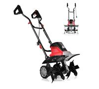SOARS Motobineuse Electrique Pliable 1500W, Largeur de Travail 43 cm, Profondeur de Travail 22 cm, 6 Fraises, Motoculteur avec Interrupteur de Sécurité (Rouge, 43 x 40 cm, avec Roues)