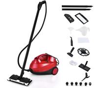 SOARS Nettoyeur Vapeur à Main 2000W, Pression Vapeur : 4 Bar, Max. 108℃, Temps de Préchauffe : 5-6 Min, Réservoir d'Eau : 1,5L, avec 19 Accessoires, pour Canapé, Sol, Fenêtre, Cuisine (Rouge)