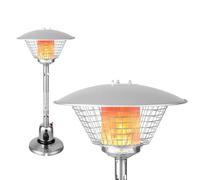 SOARS Parasol Chauffant Gaz 4000W, Chauffage d’Extérieur Portable sur Table, avec Rayon Thermique de 1,37 M, Tempétature Réglable, Tuyau de Gaz 2M, pour Terrasse, Jardin, Cour (Argenté)