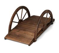 SOARS Pont Jardin en Bois de Sapin Carbonisé - avec Garde-Corps en Demi-Roue - Charge Maximale 75 KG - 101 X 48,5 X 38 CM - Pont Décoratif Accessible - Decoration Jardin, Étang, Ruisseau