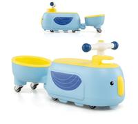SOARS Porteur Enfant, Voiture Enfant avec Lumières, Remorque Amovible, 6 Roues Universelles, Charge 25 KG, Espace de Rangement Caché, Cadeau pour Garçon & Fille 1 an + (Bleu+Jaune)