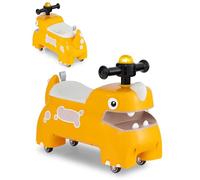 SOARS Porteur Enfant, Voiture Enfant Dinosaur Mignon, avec Lumières, Sons, Dents Pressables, Charge 25 KG, Espace de Rangement Caché, Cadeau pour Garçon & Fille 18 Mois + (Jaune)