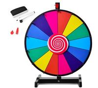 SOARS Roue de la Fortune à Tourner 24'', Roue de Prix Rotative avec Marqueur pour Tableau Blanc & Éponge, pour Jeux de Mots, Nouvel an, Fête (φ60 CM, 14 Emplacements)