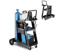 SOARS Servante d’Atelier, Chariot d’Atelier Rangement Outils à 3 Niveaux, avec 2 Chaînes de Sécurité & Plateau Inférieur, 2 Crochets Latéraux, Charge 50 KG, 70 X 38 X 87 CM, pour Atelier, Garage