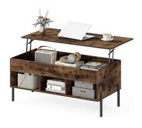 SOARS Table Basse Relevable avec 3 Cubes de Rangement, Grand Compartiment Caché, Table Basse Salon Industriel/Moderne avec Plateau Relevable, Cadre en Métal, Charge 70 KG, 100 x 50 x 45 CM (Marron)