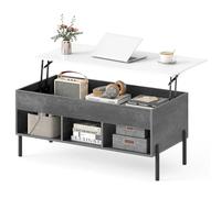 SOARS Table Basse Relevable avec 3 Cubes de Rangement, Grand Compartiment Caché, Table Basse Salon Industriel/Moderne avec Plateau Relevable, Cadre en Métal, Charge 70 KG, 100 x 50 x 45 CM (Gris)