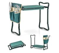 SOARS Tabouret de Jardinage 2 en 1 Pliable, Banc Agenouilloir de Jardin avec Sacs à Outils, Siège de Jardin avec Coussin Epais Mou en Mousse pour Les Genoux Eve Max. 150kg (avec 1 Sac)