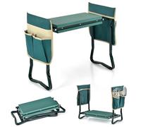 SOARS Tabouret de Jardinage 2 en 1 Pliable, Banc Agenouilloir de Jardin avec Sacs à Outils, Siège de Jardin avec Coussin Epais Mou en Mousse pour Les Genoux Eve Max. 150kg (avec 2 Sacs)