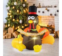 SOARS Thanksgiving Decoration, Turquie avec Citrouille Gonflable, 3 Lumières Brillantes, avec 4 Piquets de Terre, 2 Cordes, Deco Thanksgiving Interieur Exterieur pour Maison, Jardin