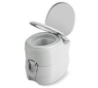 SOARS Toilette Camping Portable, WC Portable avec Pompe de Rinçage, Réservoir d'Eau Usée de 20L, Poignée de Transport, Charge 150 KG, Hauteur d'Assise 40 CM, pour Camping, Voyage, Voiture (Gris Clair)