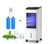 SOARS Ventilateur Rafraichisseur d’Air 65W, 3 en 1 Refroidisseur d’Air, Ventilateur, Humidificateur, avec Télécommande, 3 Vitesses, Minuterie 7,5H, Réservoir d'Eau 7L, Blanc
