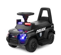 SOARS Voiture électrique de police pour enfant, 6 V, avec sons de sirène, mégafone, feu d'avertissement, avec pédales, pour garçons et filles à partir de 1 an (noir)