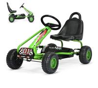 SOARS Voiture Enfant, Kart a Pedale avec Sièges Réglables en 2 Positions et 4 Roues Antidérapantes, Marche Avant et Arrière, Frein à Main, Charge Maximale 30kg, Cadeau Enfant 3-6 Ans, Vert