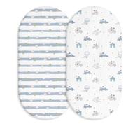 Soarwg Kids Lot de 2 draps-housses en mousseline pour couffin, 100 % coton, pour landau, berceau, 83 x 43 cm, pour garçon et fille, bébé, ovale, rectangulaire, voiture