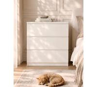 Soayone Commode Blanche Commode Chambre avec 3 Tiroirs, Meuble de Rangement 60x40x70 cm, Chiffonnier, Petit Meuble de Rangement, Meuble Rangement Bas, Meuble Tiroir pour Chambre, Salon, Couloir