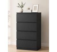 Soayone Commode Noire Commode Chambre avec 4 Tiroirs, Meuble de Rangement 60 x 40 x 98 cm, Chiffonnier, Petit Meuble de Rangement, Meuble Tiroir pour Chambre, Salon, Couloir