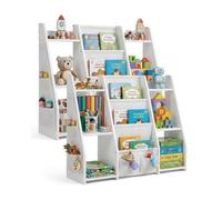 Soayone Lot de 2 Meuble de Rangement Jouets et Livres Enfant - Étagère Montessori Blanche Robuste Gain de Place avec Kit Anti-Basculement, 97x30x76 cm