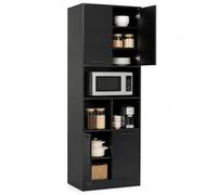 Soayone Meuble de Cuisine Colonne 180,5x60x40 cm, Armoire de Rangement Moderne avec Tablettes Ajustables, Meuble Multiuso 4 Portes pour Cuisine et Bureau (Noir)