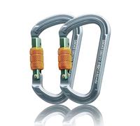 SOB Mousqueton Escalade Clips de Mousqueton à Verrouillage Automatique Aluminium Mousquetons Robustes pour Escalade, Descente en Rappel, 28 KN, Certification CE 2 Pièces