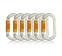 SOB Mousquetons Escalade Clips de Mousqueton à Verrouillage Automatique Aluminium Mousquetons Robustes pour Escalade, Descente en Rappel,Certification CE (22KN 6Pack)
