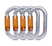 SOB Mousquetons Escalade, Mousquetons de Verrouillage Aluminium Robustes pour l’Alpinisme, l’Escalade à Bascule, Descente en Rappel (22KN-4Pack)