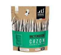 SOBAC Bactériosol Gazon, Engrais Organique 100% Naturel, Création et Entretien Pelouse BIO, Enrichi en Micro-organismes, Amendement rapide 2,5 kg